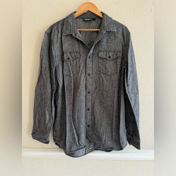 Vans‎ long sleeve button down shirt black gray Men’s size large Outdoors - Picture 1 of 6
